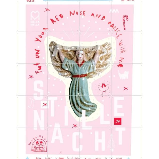 IXXI Stille Nacht, Mella Mella - 80 x 100 cm - Grote wanddecoratie en posters - Speels, Illustraties, Typografie, Woonkamer, Typografie en quotes Roze
