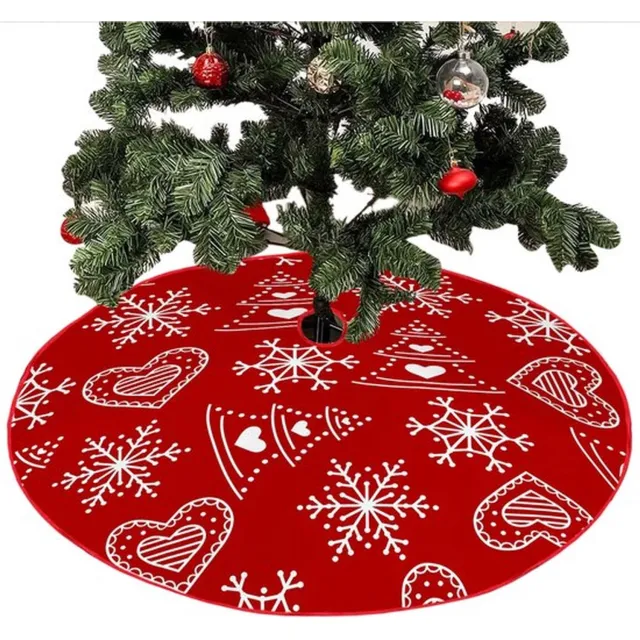 Bomiclss Kerstboomrok 90 cm Rood Kort Pluche | Sneeuwvlok & Hart Motief Boomkleed voor Kerstboom, Feestdecoratie voor Kerstperiode