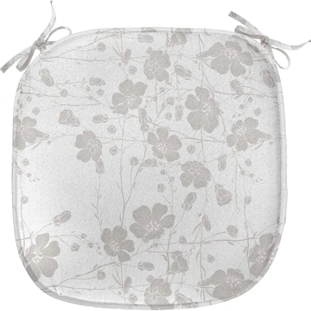 ABAKUHAUS natuurlijke bekleding voor eetkamerstoelen, romantische huisbloemen, decoratief waterdicht kussen met bandjes voor keukenzitplaatsen, 40 cm x 40 cm, lichtgrijs
