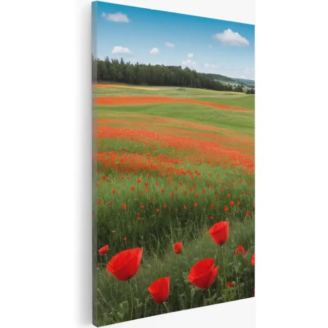 Saammp Canvas Schilderij - Tulpenveld - Natuur - Landschap - 30x45 - Foto op canvas - Wanddecoratie - Muurdecoratie Woonkamer - Slaapkamer decoratie - Canvas Print Multicolor