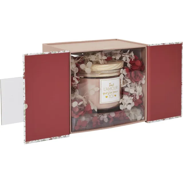 WDMT Geurkaars Geschenkset - 1 Luxe Kaars - Geurkaars Cadeauverpakking - Geschenkdoos - Kaars - Geurkaarsen Geschenkset - Sfeervolle Cadeau Verpakking - Rood