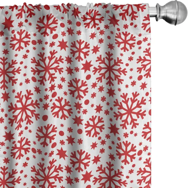ABAKUHAUS Sneeuwvlok Gordijnen – 2x75x175 cm – Mikrofaser – rood-wit