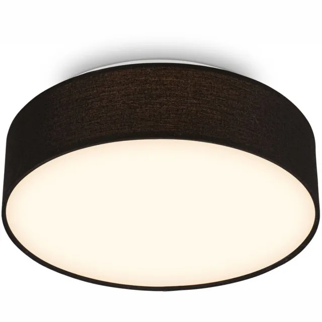 Briloner Duck - LED Plafondlamp met stoffen kap - warm wit licht - woonkamer verlichting - 16W - Ø30 - zwart Zwart (inkl. verlichting)