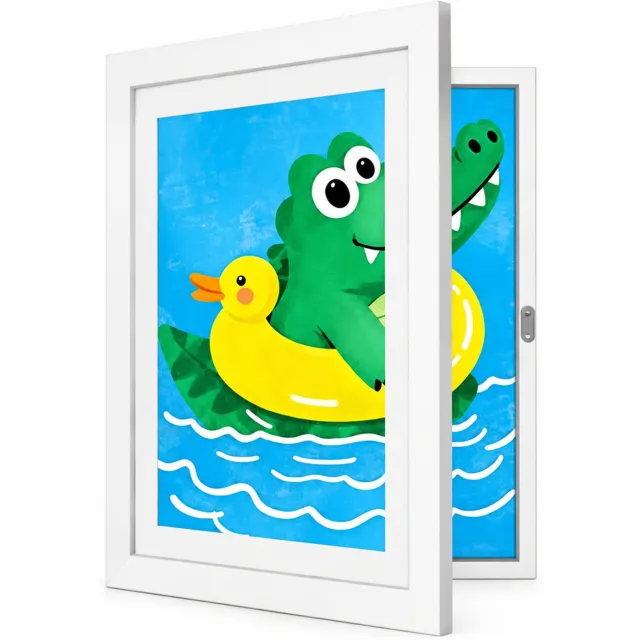 SWGOTA Witte opberglijst voor tekeningen met openklapbaar front - 8K 27 x 39 cm - Rechthoekige MDF-lijst