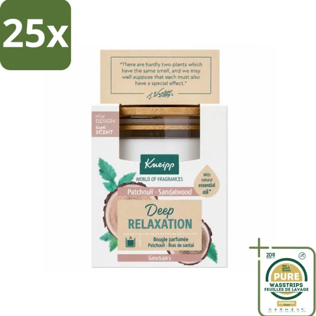 Kneipp 25 x Kneipp - Geurkaars - Deep Relaxation - Sandelhout & Patchouli - 20 branduren - Wasstrips - Geurkaars - Ontspanning - Kneipp - Sandelhout - Patchouli Wit