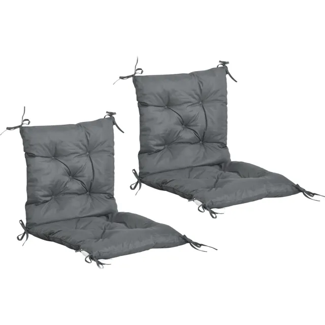 Outsunny Set van 2 kussens voor stoelen met lage rugleuning stoelkussens zitkussens tuinkussens grijs 84B-138