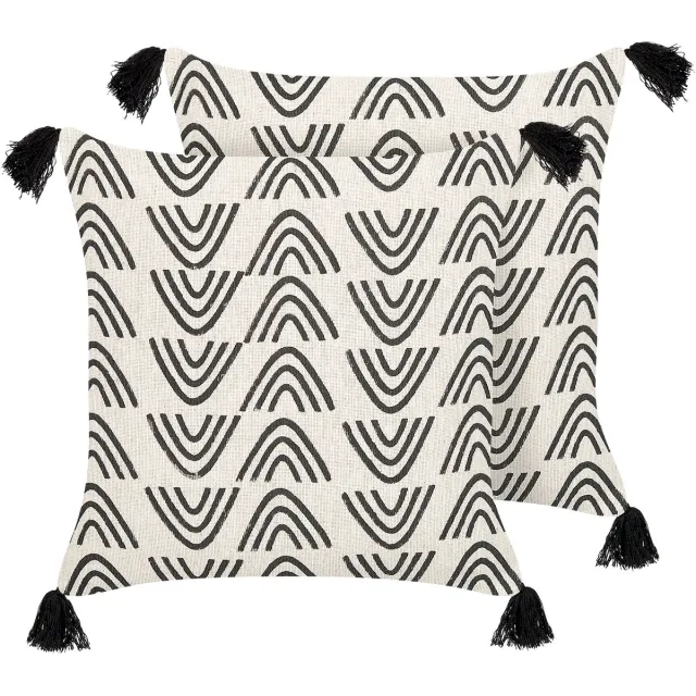 Beliani MAYS - Sierkussen set van 2 - Gebroken wit - 45 x 45 cm - Katoen