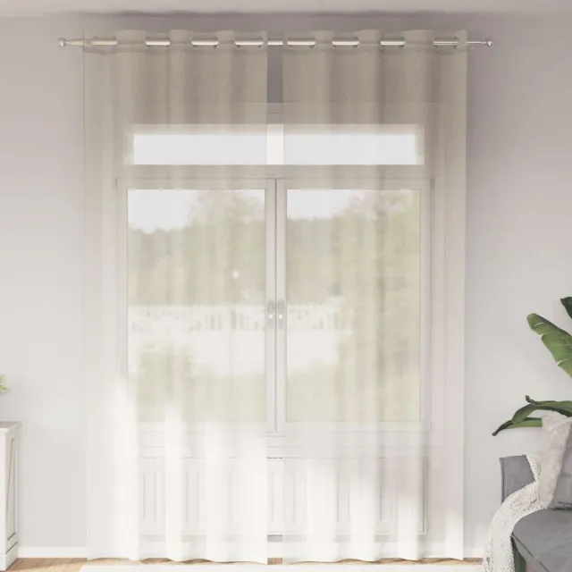 vidaXL Gordijnen Voile met doorvoertules 2 st 140x300 cm crème
