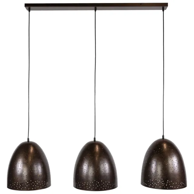 Nest of Nora Hanglamp Neja - 3-lichts met perforatiekappen - Urban bruin