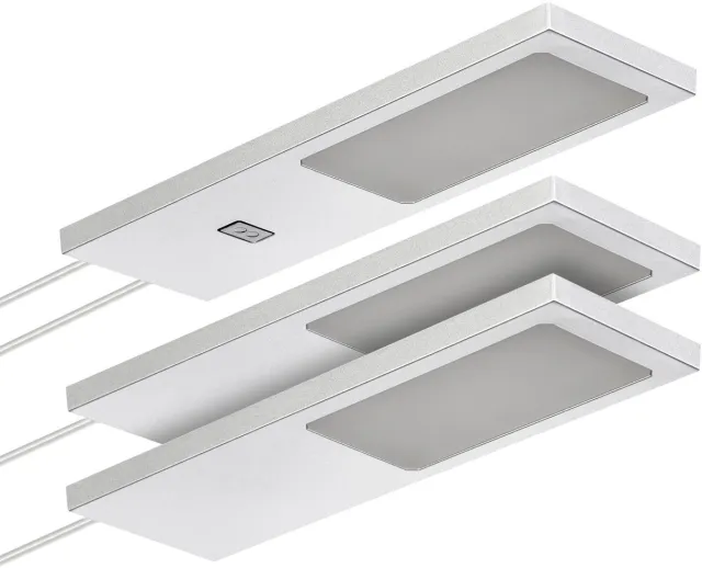 Sotech set van 3 LED-meubellampen GIULIA II met / zonder sensor zilvergrijs, 4000K neutraal wit incl. transformator & verdeler Onderkastverlichting