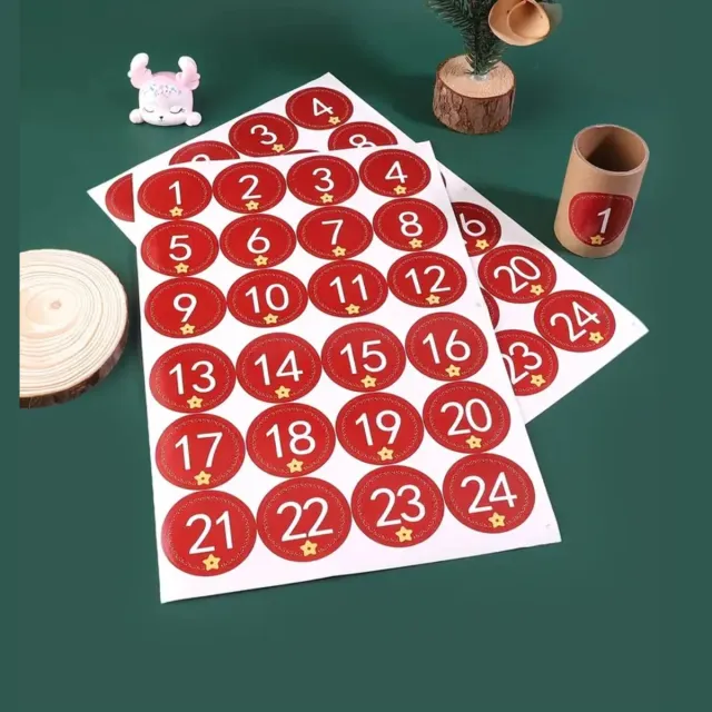 jmb sales 2 vellen adventskalender stickers 1 t/m 24 december - cadeau - advent - kalender - stickers- feest - kerst - sinterklaas Rood