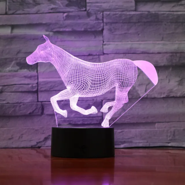 MC Living 3D Led Lamp Met Gravering - RGB 7 Kleuren - Paard