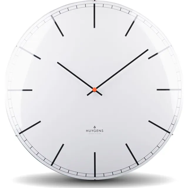 Huygens Dome45 Index - Wit - Wandklok - Stil - Quartz uurwerk