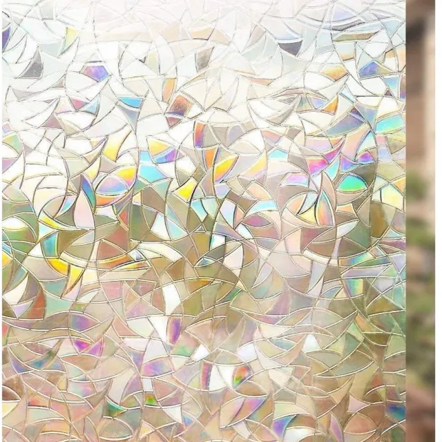 QTTVBTNA 1 Stuk Raamfolie – privacy folie voor raam – 3D regenboog effect kleurrijk – lichtdoorlatend en zonwerend – UV-bescherming – decoratieve raamdecoratie voor woonkamer kantoor slaapkamer – 45 x 100 cm