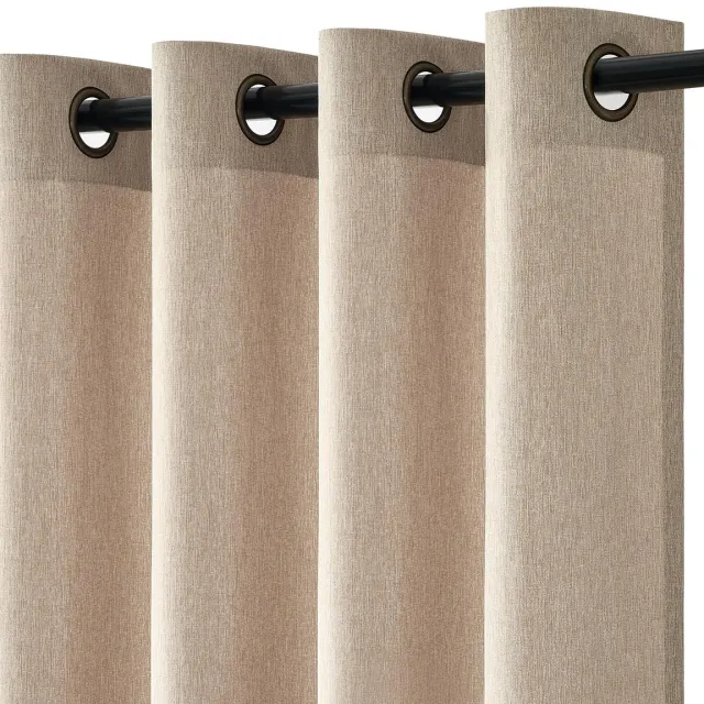 Unyqoos Linnenlook half-transparante korte gordijnen met inslagringen voor woonkamer Natuurlijk linnen