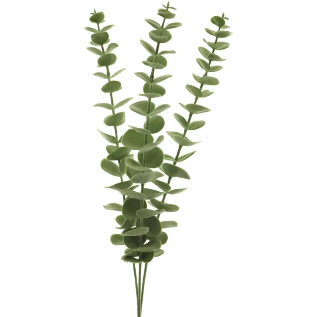 Bellatio Design Kunstplant takken Eucalyptus Cinera - 60 cm - 3 takken - kunst bladgroen - decoratief - zijdebloemen