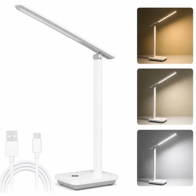 Aigostar 10O90 - Bureaulamp led dimbaar - 3 lichtkleuren - Verstelbaar - Leeslamp - Tafellamp - 5W - Wit Grijs