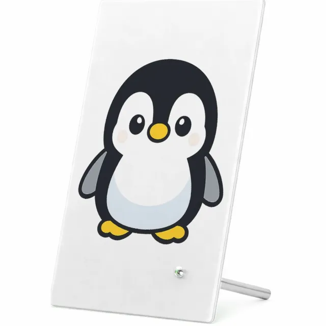 Mr Cadeautjes Glasframe 11 x 16 - design Een vrolijke, ronde vos met grote ogen in een minimalistisch | cadeau Wit
