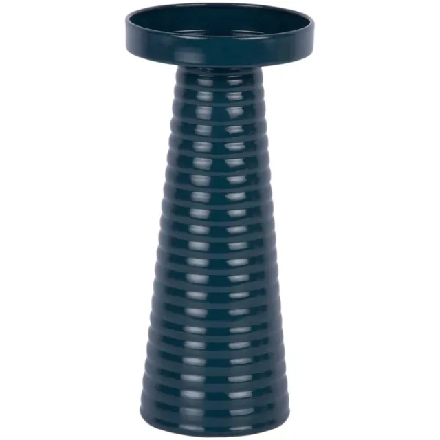 Present Time Kandelaar Catania Ribbed - Blauw - 11x11x24.5cm - Scandinavisch - Metaal