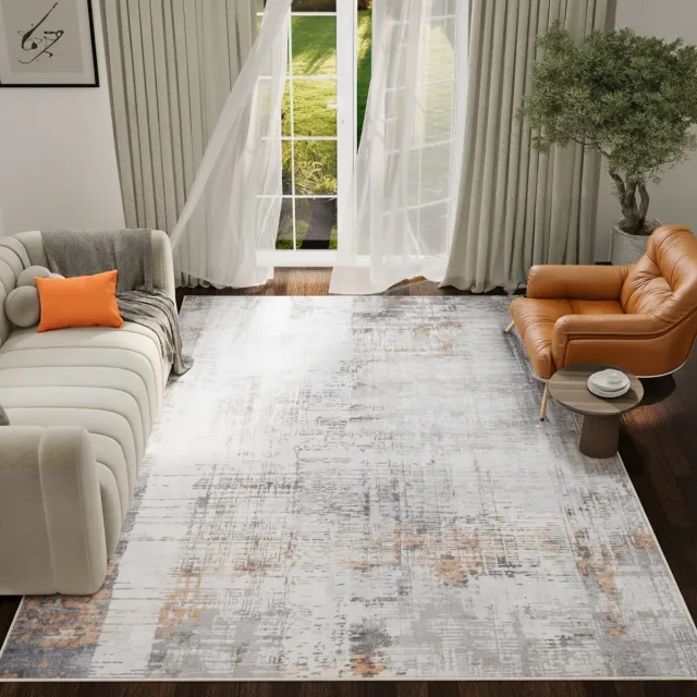 Tapiso ASH Vloerkleed Grijs Bruin Abstract Vintage Design Laagpolig Tapijt Voor Woonkamer Slaapkamer en Hal Antislip - 200x300