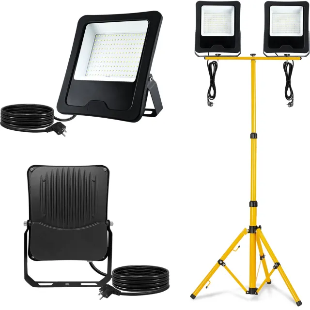 Froadp LED Fluter Baustrahler Flutlicht 2x 200W Koudwit Waterdicht IP66 Werkscheinwerper Scheinwerper Met Standaard En 3M Kabel Buitenruimte Tuin Garage Koud wit