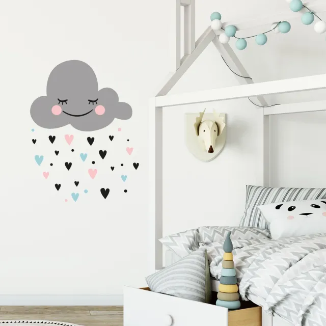 Ambiance Sticker Muurstickers - Scandinavische liefdeswolk - Transparante achtergrond - 120x90cm Multi color