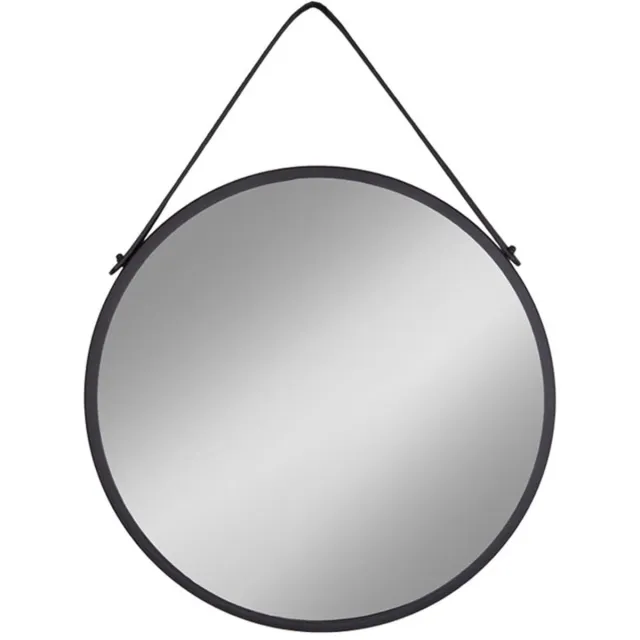 House Nordic Trapani spiegel met kunstleren band zwart 38cm