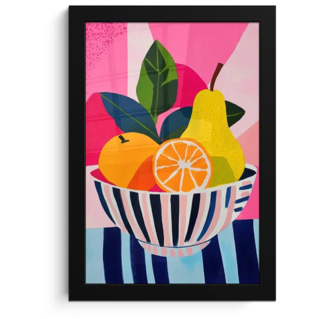 FrameYourWall Poster in lijst - Fotolijst 20x30 cm - Posters - Fruit - Abstracte achtergrond - Roze - Posterlijst zwart - Decoratie - Wanddecoratie woonkamer - Muurdecoratie slaapkamer