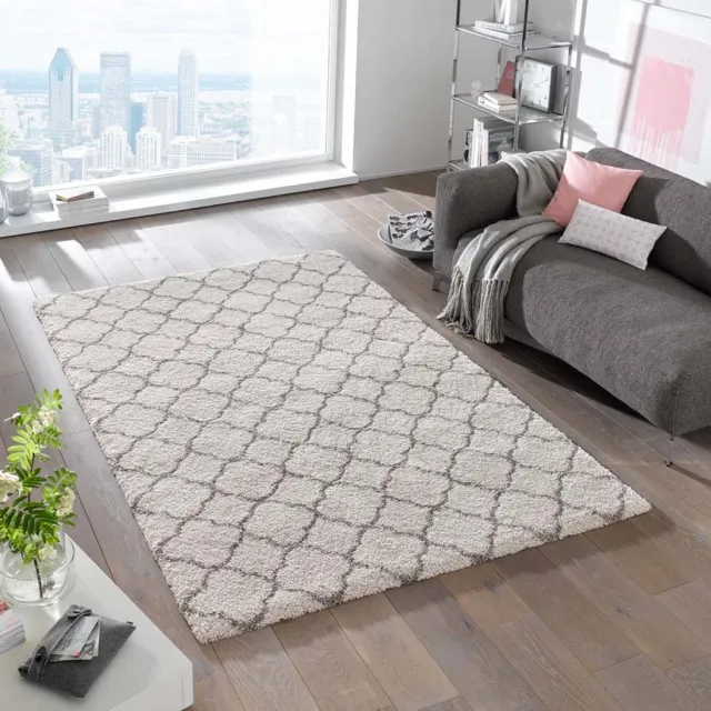 Mint rugs Hoogpolig vloerkleed - Luna crème/grijs 80x150