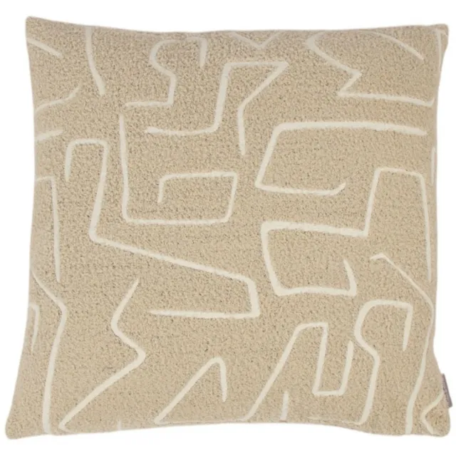 Mars & More Roy chenille jacquard - sierkussen - crème - 45 x 45 cm Gebroken wit