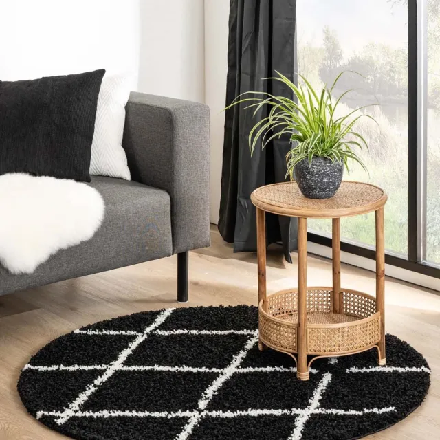 Boho&me Rond berber vloerkleed - Habitat zwart/wit 280