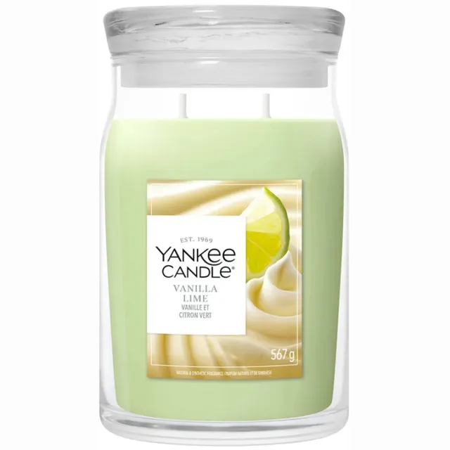 Yankee Candle Vanilla Lime Large Jar Geurkaars - 90 branduren - twee lonten Groen