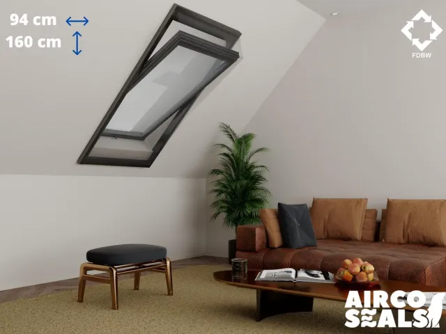 FDBW Insecten Hor Dakraam – 94 x 160 cm – Hor Geschikt voor Velux PK10 | Fakro/Optilight type 80 - Insect Raamhor - Vliegenhor – Velux Tuimelvenster Oplossing Zwart 94 x 160 cm