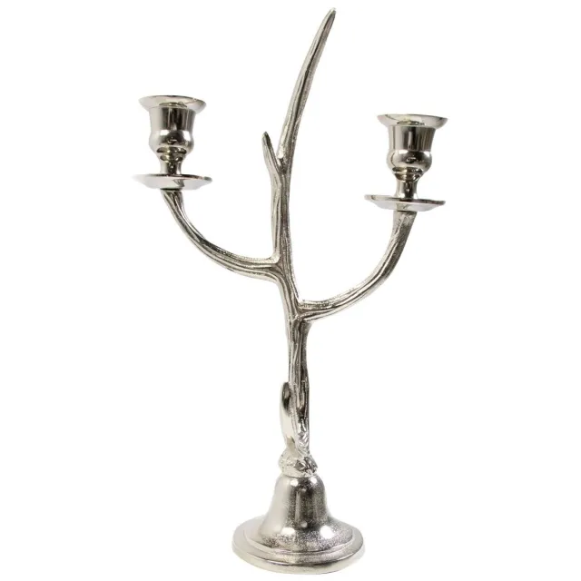 Mars & More Kaarsen Standaard gewei zilver 2 h38 d12x9,5cm Goud