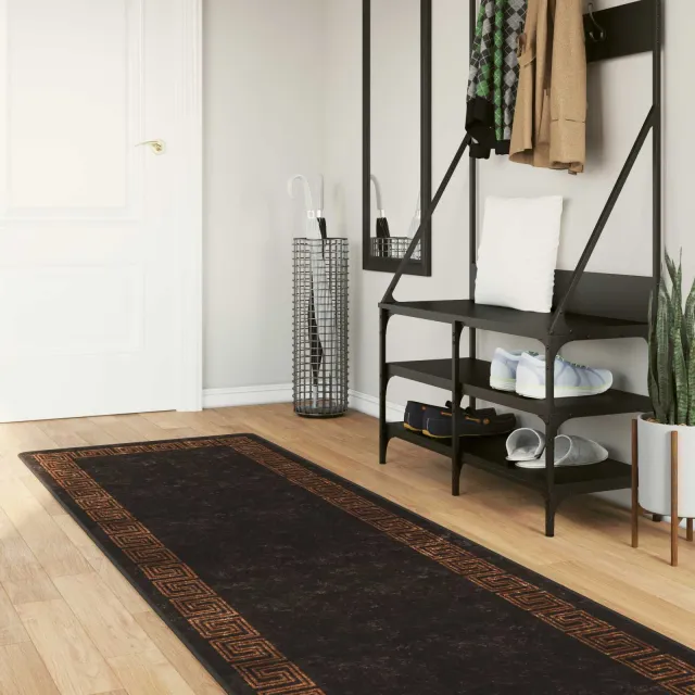 vidaXL Vloerkleedloper MARSA Zwart 100 x 300 cm Polyester en PVC, foto 2