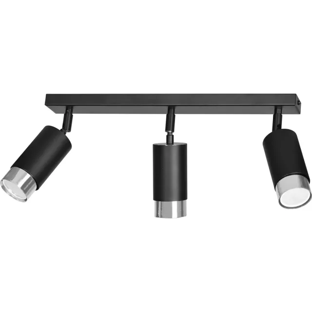 Emibig Boras 3L zwarte plafondspot GU10 met chroom luxe afwerking - Perfecte verlichting voor elke ruimte Zwartachtig, Chroom