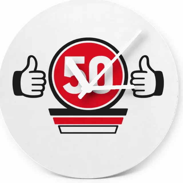 Mr Cadeautjes Glazen klok Ø 20 - design Een compacte verjaardagsbadge met een eigenzinnige sportieve | cadeau Wit