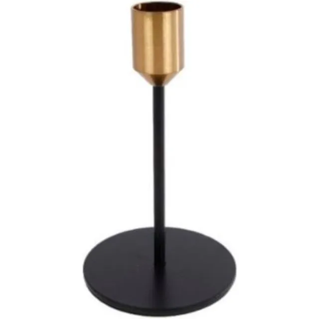 VAN MANEN Kandelaar - S- zwart - goud -15x8cm