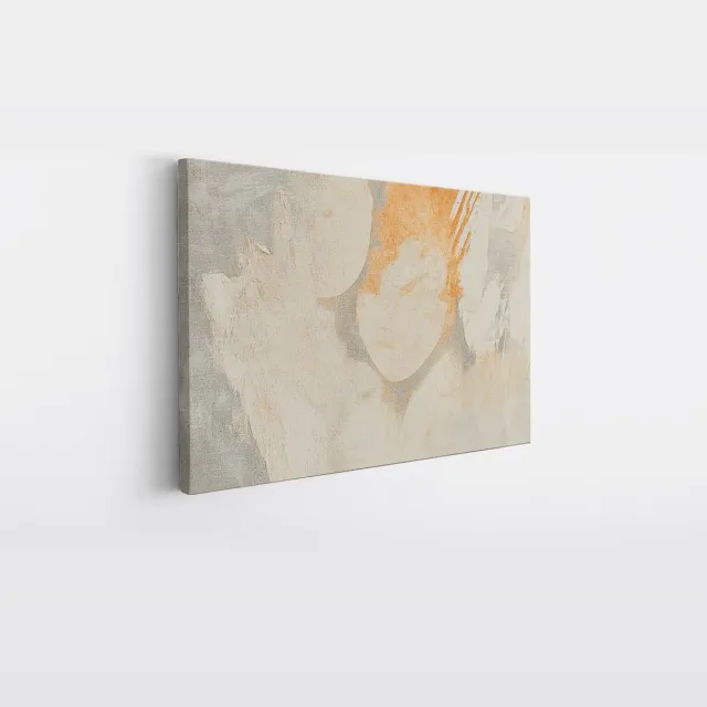 Saammp Canvas Schilderij - Beige penseelstreken - Oranje - Abstract kunstwerk - 150x100 - Foto op canvas - Wanddecoratie - Muurdecoratie Woonkamer - Slaapkamer decoratie - Canvas Print Multicolor