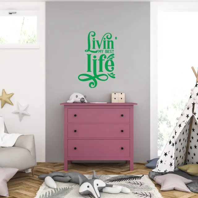 MC Living Muursticker - Livin My Best Life - 58 x 84 - Groen