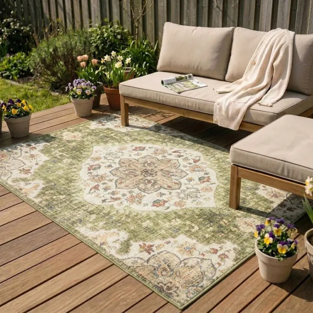 Fraai Vintage buitenkleed - Santo Mandala Groen - 200x290cm