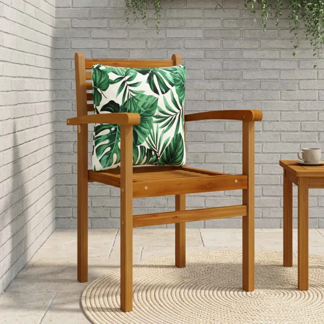 vidaXL Rugkussen PUTTEN 100% Polyester Bladpatroon 40 x 40 x 10 cm Groen