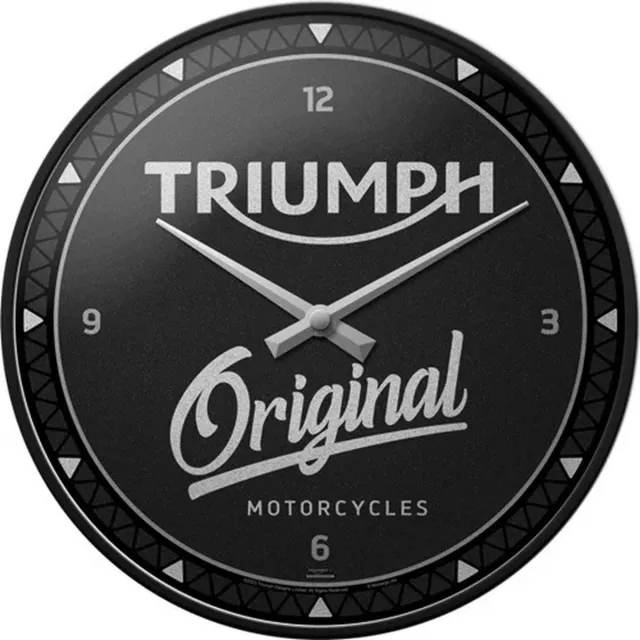 Nostalgic Art Merchandising Triumph Original. Wandklok Ø 31 cm en 6 cm dik. Zwart wit