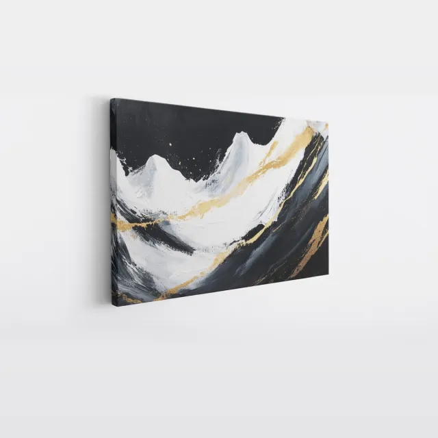 Saammp Canvas Schilderij - zwarte penseelstreken - Abstract kunstwerk - 150x100 - Foto op canvas - Wanddecoratie - Muurdecoratie Woonkamer - Slaapkamer decoratie - Canvas Print Multicolor