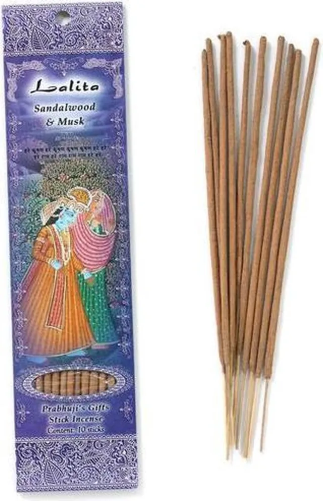 Prabhuji's Gifts Wierooksticks, handgerold, 'Lalita' met sandelhout en musk, 20 sticks