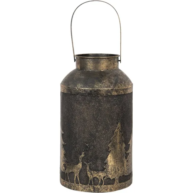 Clayre & Eef Windlicht Ø 22x40 cm Koperkleurig Metaal