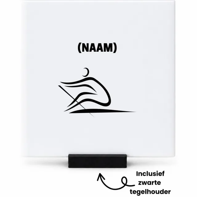 Hacebo Roeien met eigen naam tegeltje met tegelhouder - Sport - Roeiers - tegeltjes met tekst - Sport - spreuktegels - 10.8x10.8 CM Wit