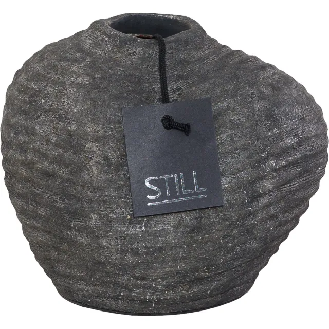STILL Vaas - Organische Vorm - Ribbels - Earth - Grijs - 20 x 18 cm