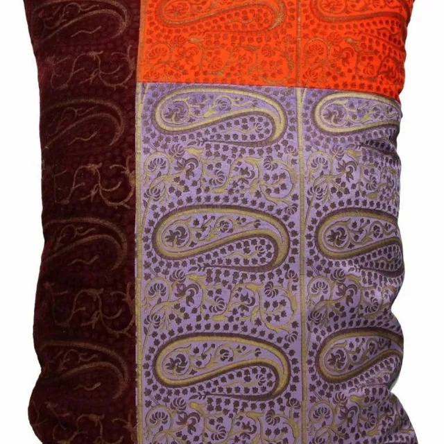 Pomax Cyrus chambray fluwelen Sierkussen Kussen - Lila / oranje / bordeaux - 50x70cm Multikleur
