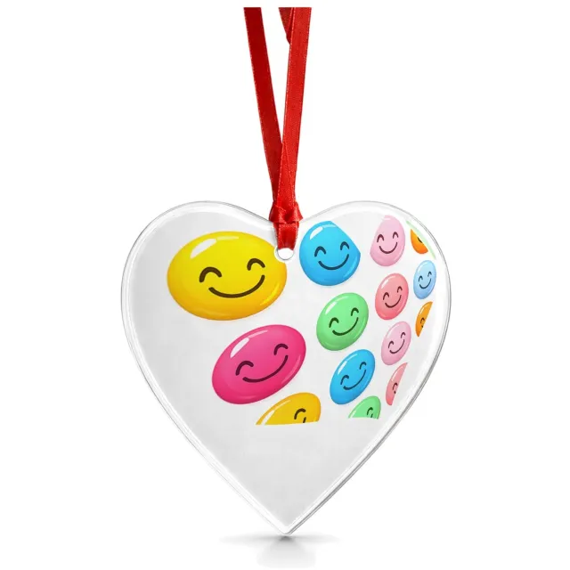 Mr Cadeautjes Glazen hart medium - design Ronde regenboog-icoontjes met vrolijke mini-symbolen in een | cadeau Wit